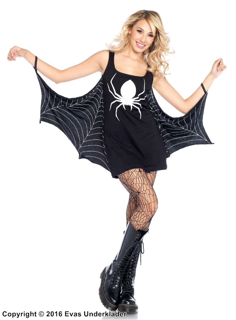 Costume dress, spider web, cape, spider